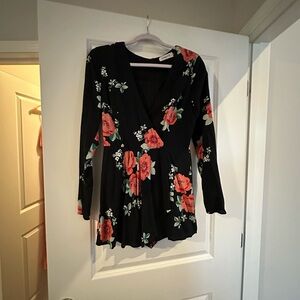 Floral Black Romper